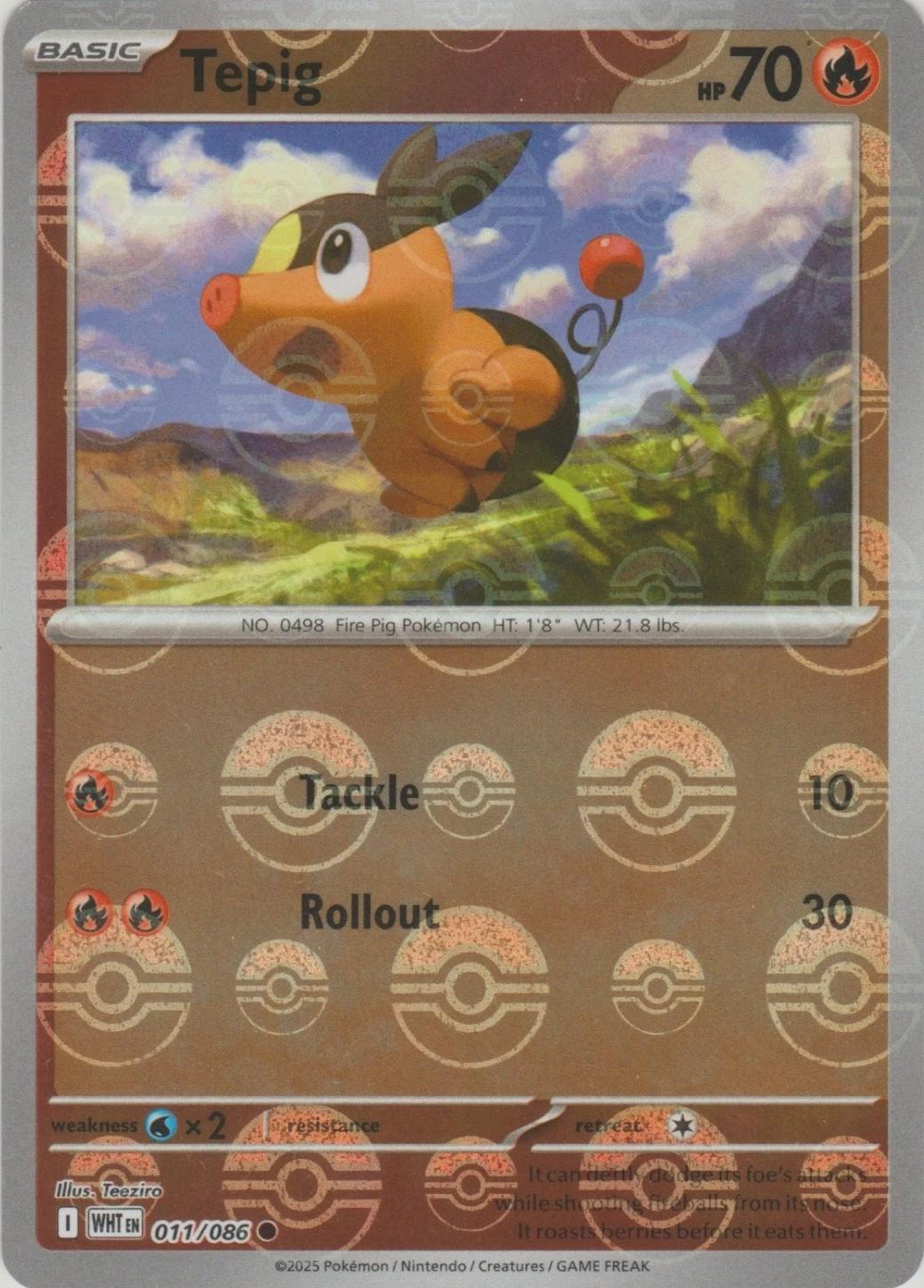 White Flare Tepig [Poke-Ball] Pokémon card